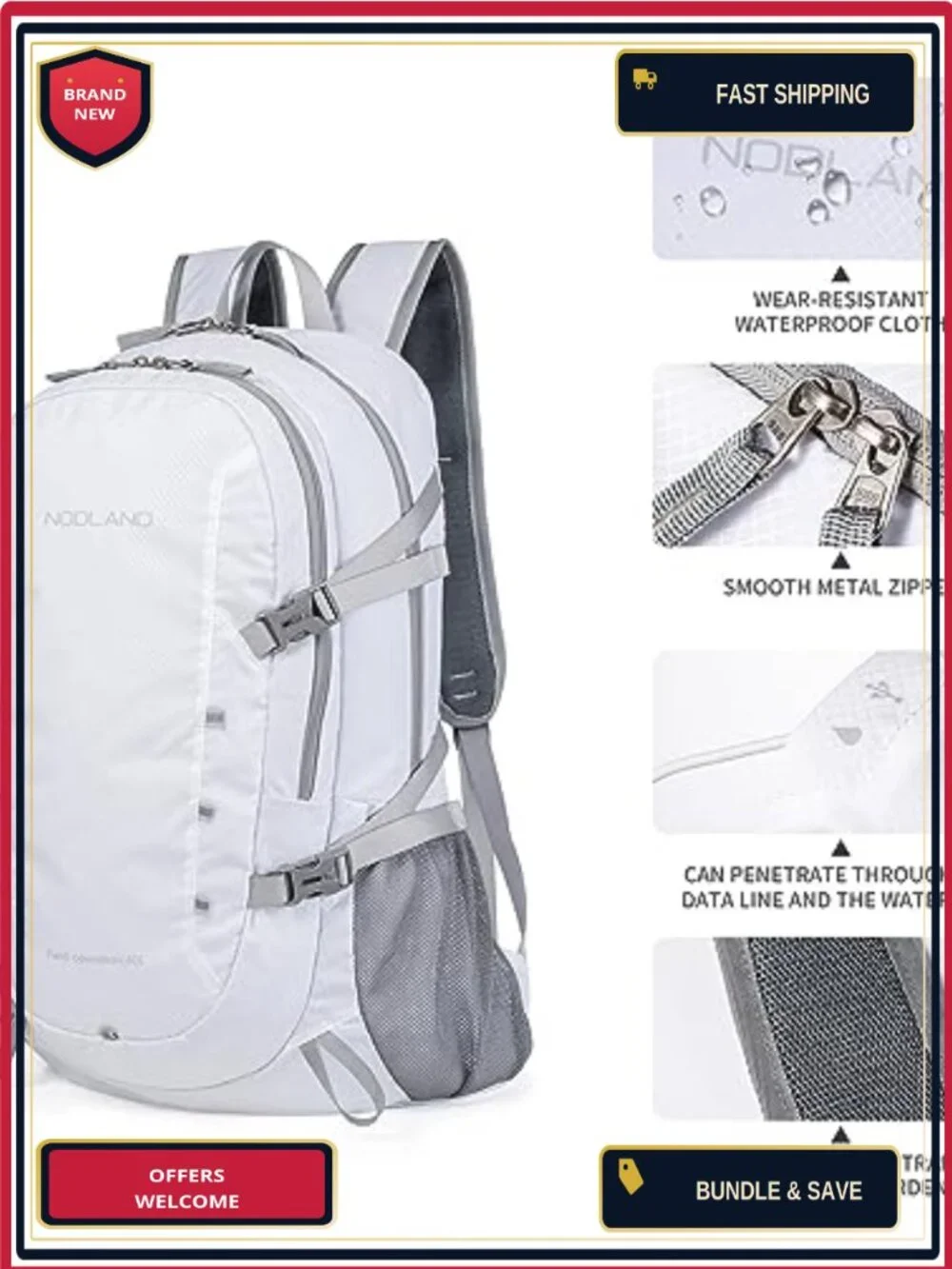 40L Foldable Water-Resistant Ripstop Nylon Backpack Hiking Camping Travel